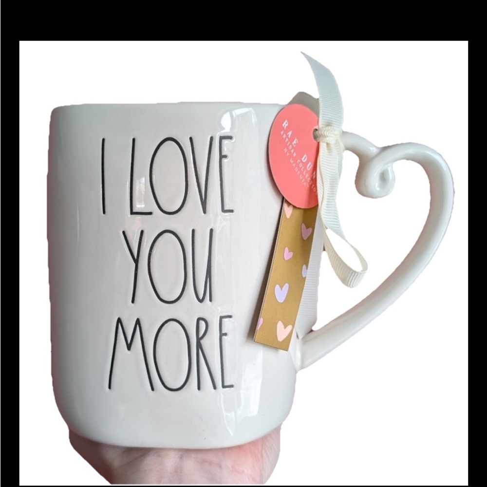 Rae Dunn I LOVE YOU MORE Valentine's Day Mug with Heart Handle